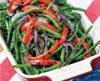 Grilled Green Beans with Peppers and Onions