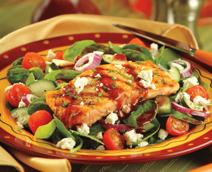 Grilled Salmon & Spinach Salad