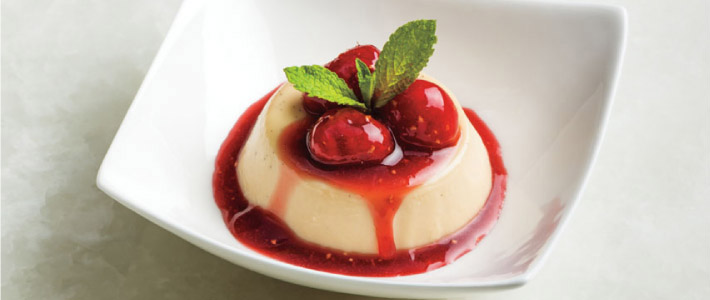 Maple Panna Cotta with Raspberry Compote