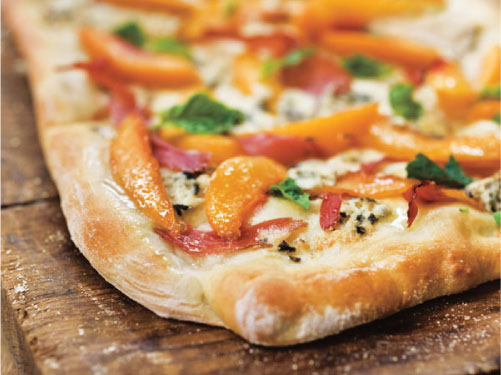 Peach & Prosciutto Pizza with Blue Cheese
