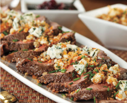 Roast Top Sirloin with Gorgonzola Topping & Balsamic-Cranberry Sauce