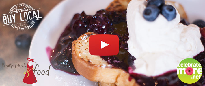 Local French Toast with Homemade Blueberry Syrup and Whipped Cream