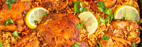 Tortilla Crusted Chicken Breast with Spanish Rice