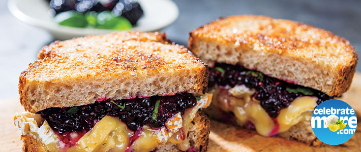 Smashed Blackberry, Basil & Camembert Grilled Cheese